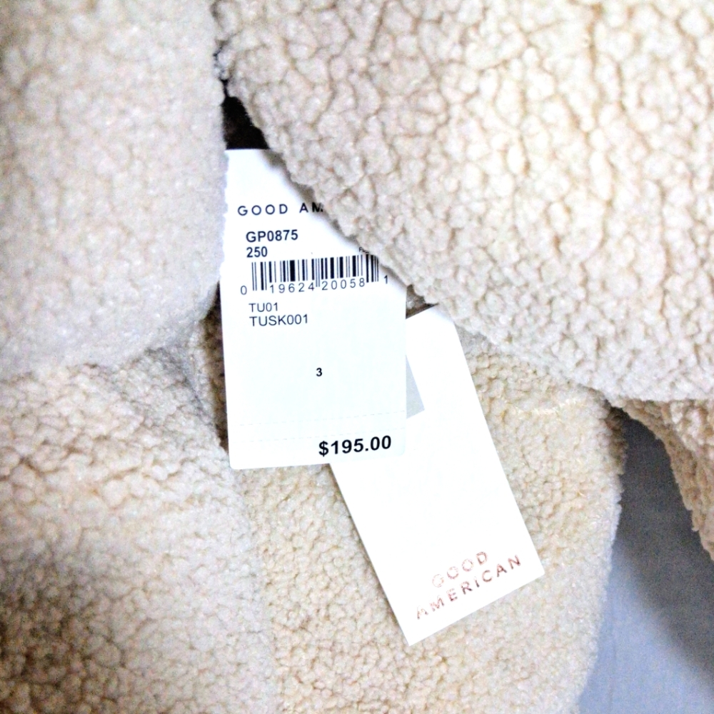 Good American NWT Women's Size 8 Faux Shearling Sherpa Heavy Puffer Coat - Picture 2 of 8